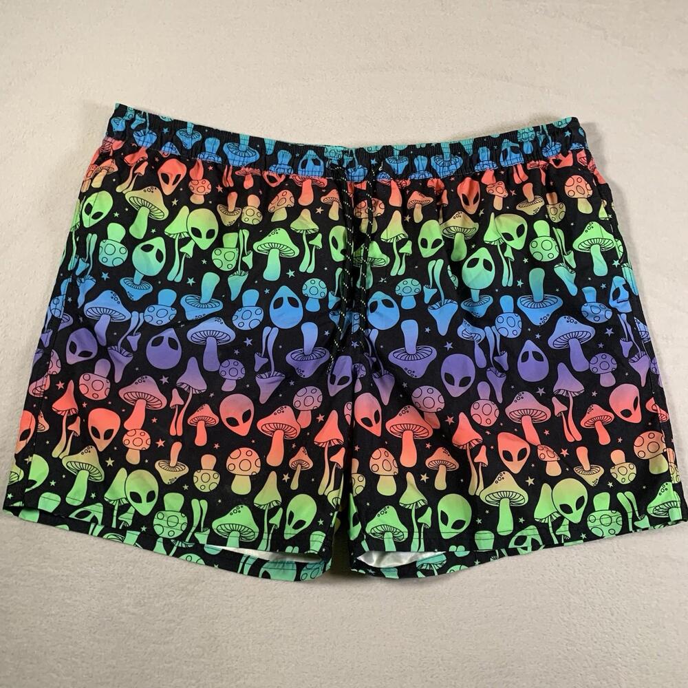 Vintage No Boundaries Board Shorts Mens 3XL Swim Trunks Psychedelia Alien Trippy